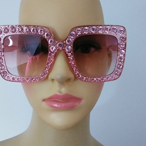 unbranded Accessories - Pink Rhinestone oversized Sunglasses